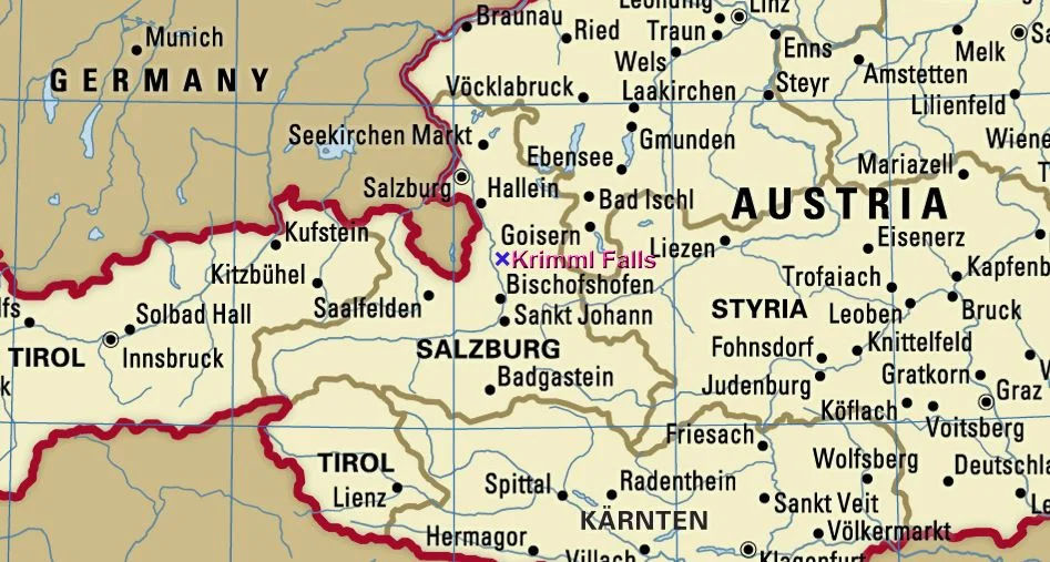 Map of Krimml Waterfalls