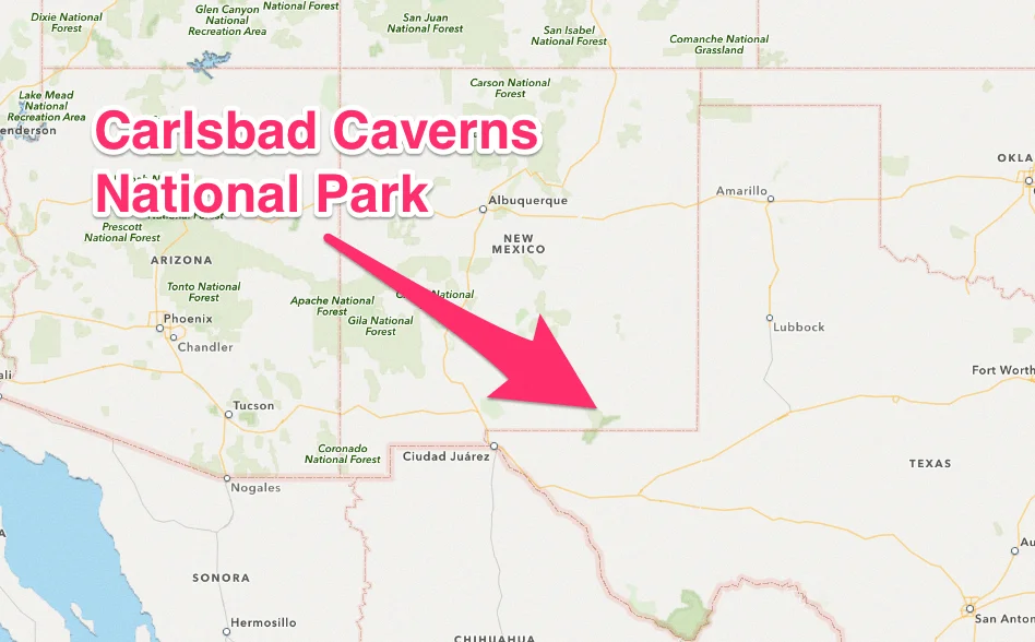 Map of Carlsbad Caverns location
